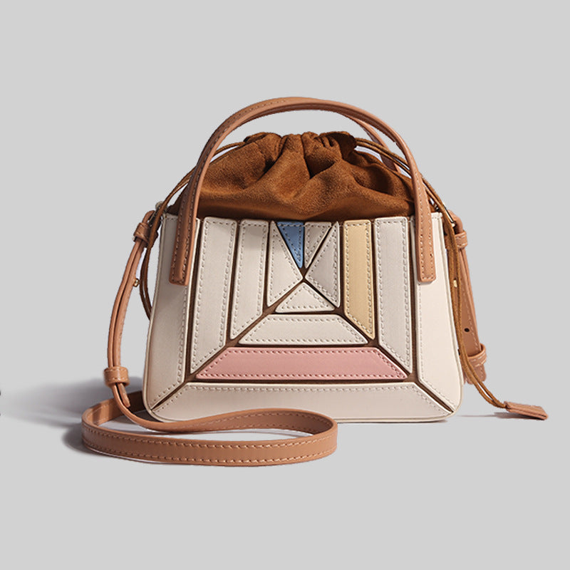 Color Dopamine Turkish Style Design Pleated Contrast Small Square Bags