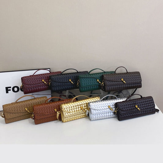Hand-woven Soft Leather Dinner Baguette File Crossbody Bags