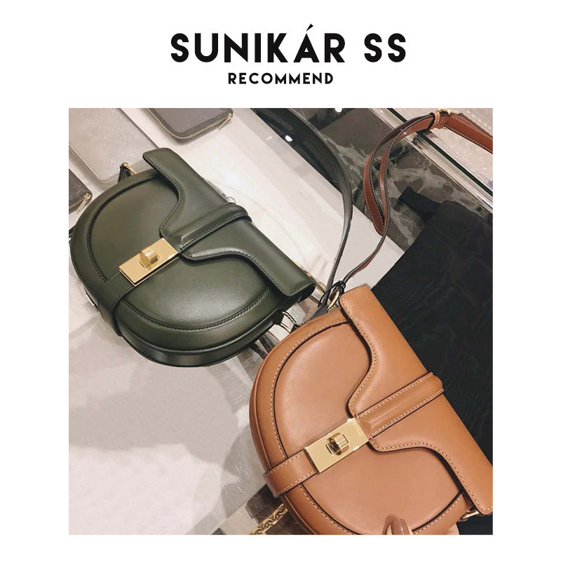Classic Fashion Semicircle Saddle Cowhide Single Shoulder Bags