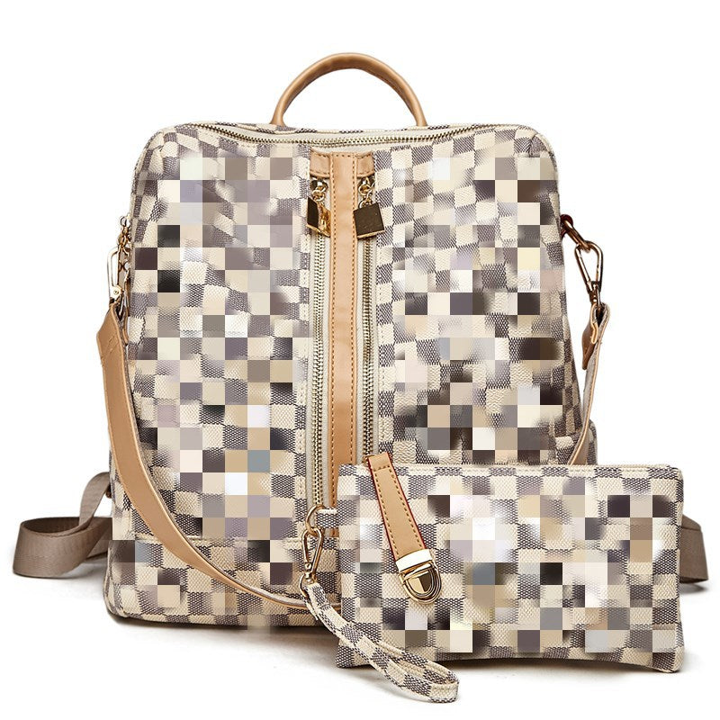 Women's Glamorous Innovative Coffee Plaid Fashion Backpacks