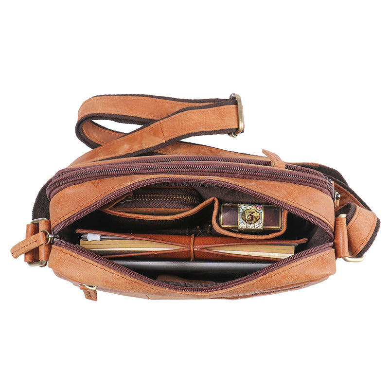 Men's Vintage Leather Matte Cowhide Large Capacity Men's Shoulder Bags