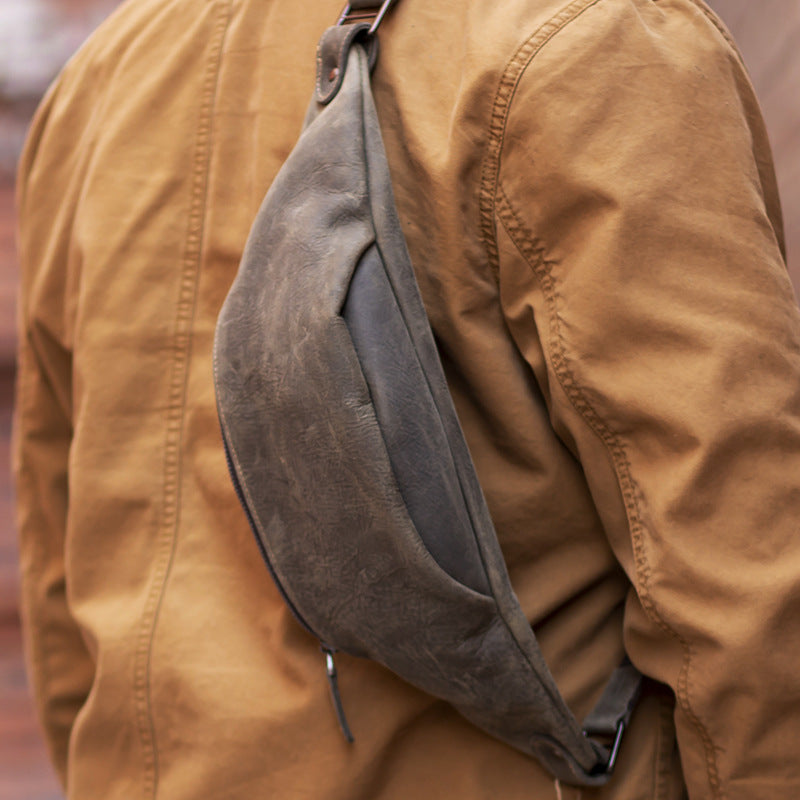 Men's Handmade Retro First Layer Crazy Horse Leather Men's Waist Packs