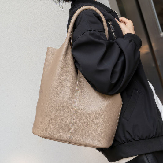 Women's Genuine Leather High-grade Minority Simple Lychee Handbags