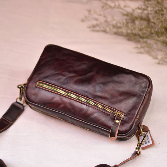 Men's Simple Commute Leather Vegetable Tanning Vintage Men's Messenger Bags