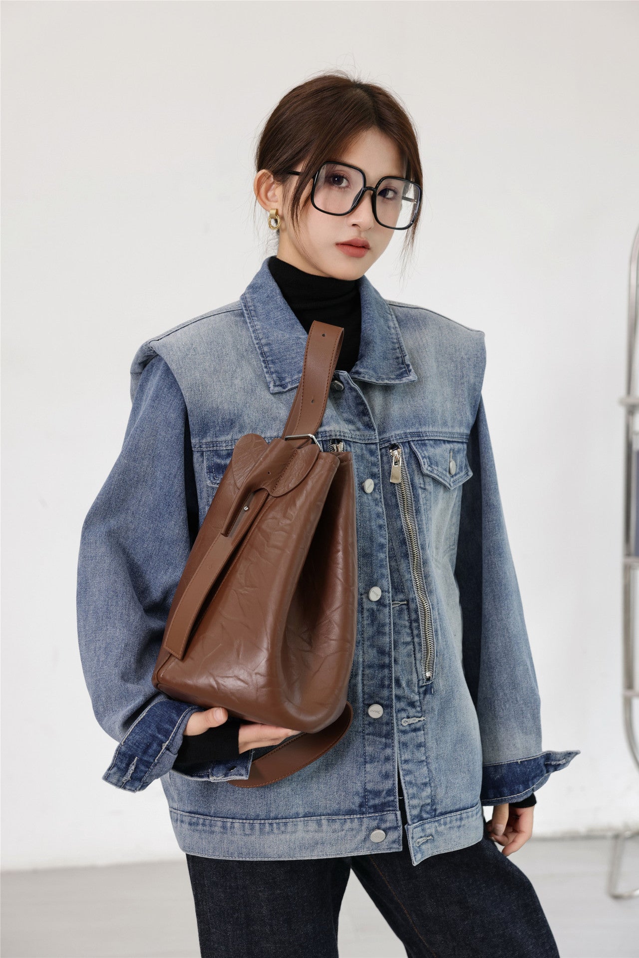 Women's Top Layer Cowhide Soft Leather Niche Large Handbags