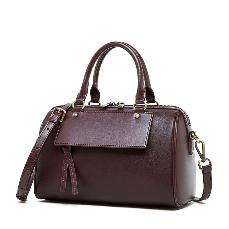 Women's Winter Genuine Leather Boston Pillow Fashion Crossbody Bags