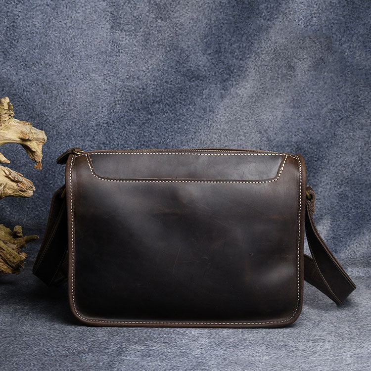 Men's Crazy Horse Leather Handmade Genuine Cattle Men's Shoulder Bags