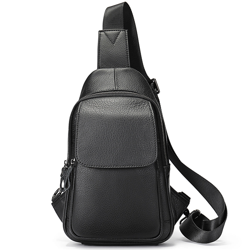 Men's Genuine Leather Fashion Personality Cowhide Men's Chest Bags