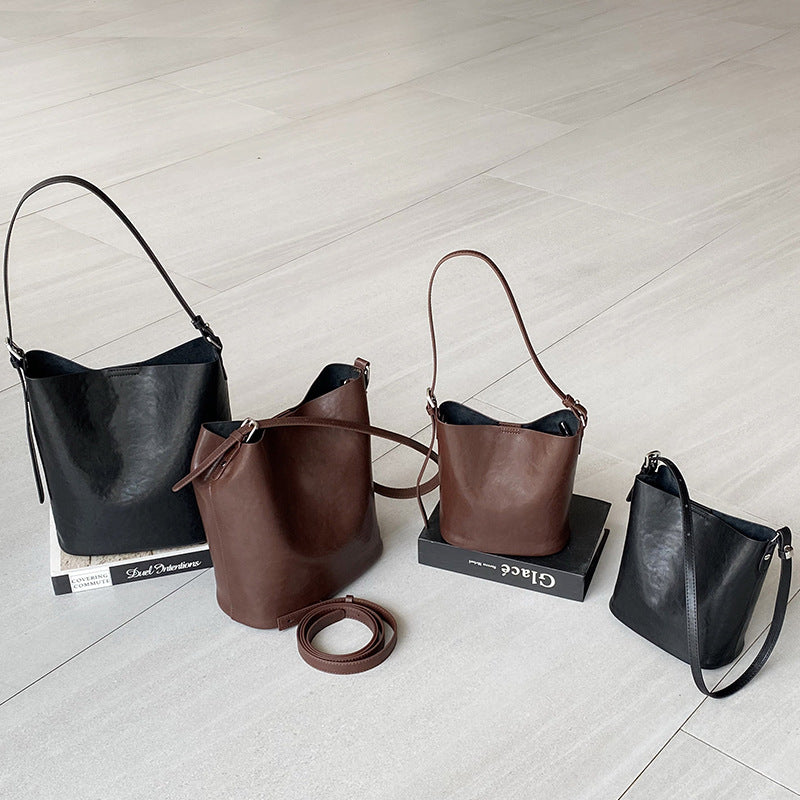 Women's Vegetable Tanning Leather Retro Trendy High-grade Crossbody Bags