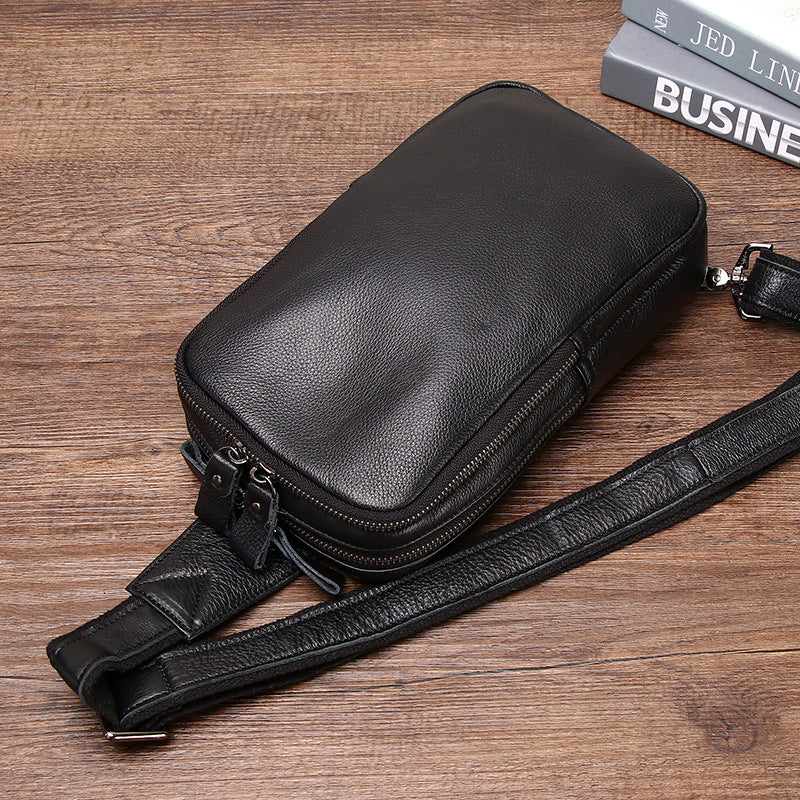 Men's Spring Genuine Leather Leisure Cowhide One Men's Chest Bags