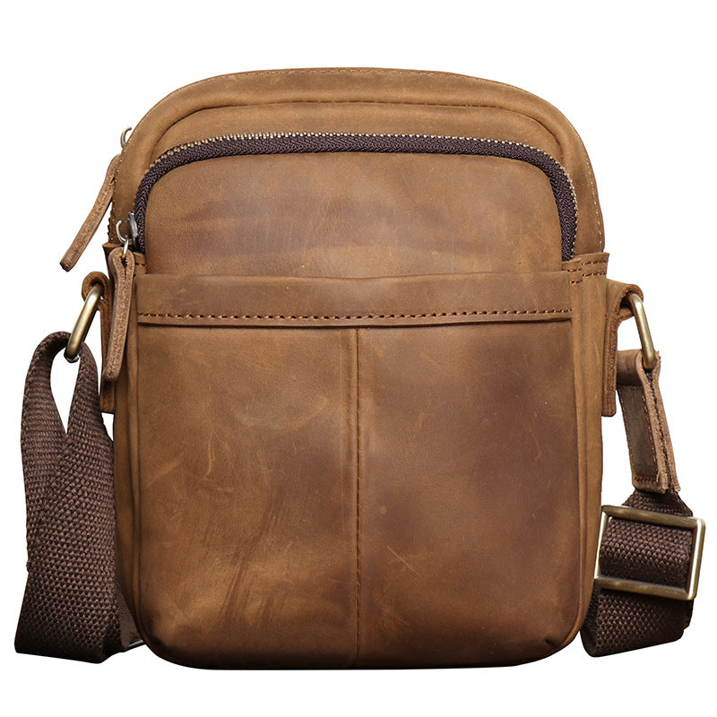 Men's Leather Crazy Horse Large Capacity Retro Men's Shoulder Bags
