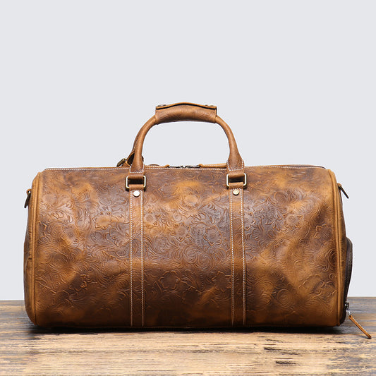 Men's Source Genuine Leather Portable Large Capacity Travel Bags