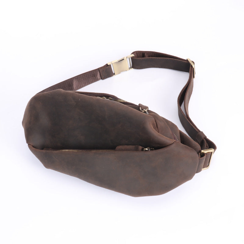 Men's Crazy Horse Leather Riding Multifunctional Men's Chest Bags