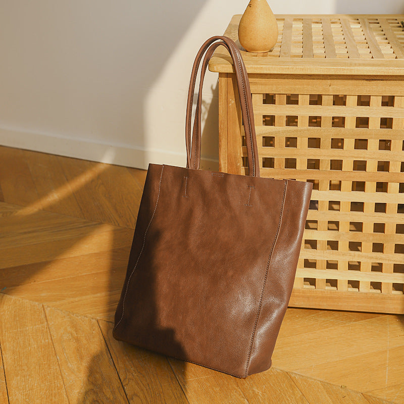 Women's High-grade Genuine Leather Computer Large Capacity Tote Bags