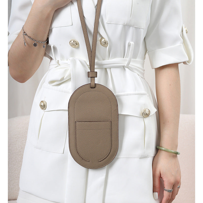 Women's Mobile Halter Vertical First Layer Cowhide Phone Bags