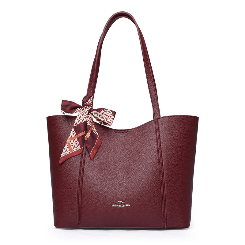 Women's Large Capacity Retro Solid Color Silk Shoulder Bags