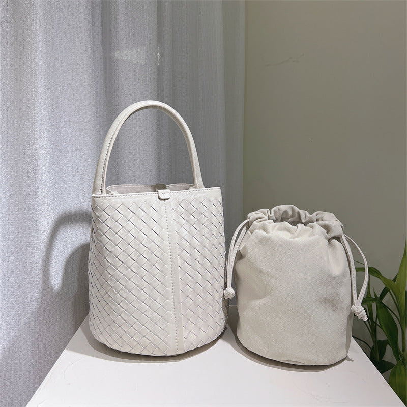 Women's Handmade Genuine Leather Woven High-grade Bucket Bags