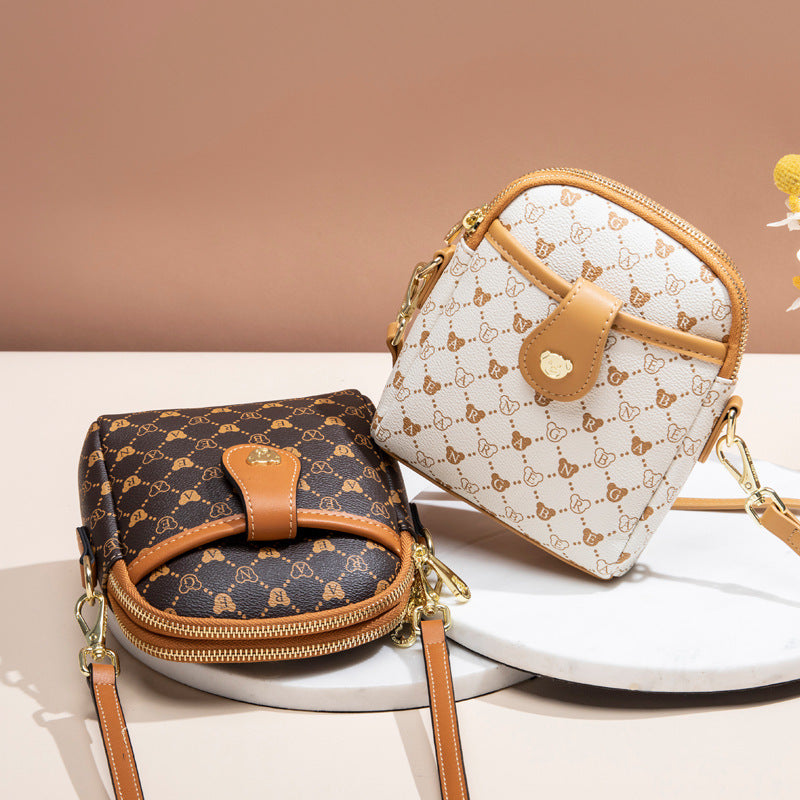 Women's Bear Attachment Mobile Fashion Mini Walking Crossbody Bags