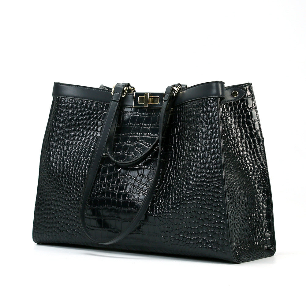 Women's Layer Cowhide Portable Large Capacity Commuting Handbags