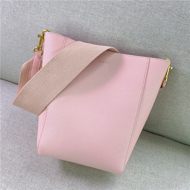 Women's Wide Strap Single Leather Simple Son Bags