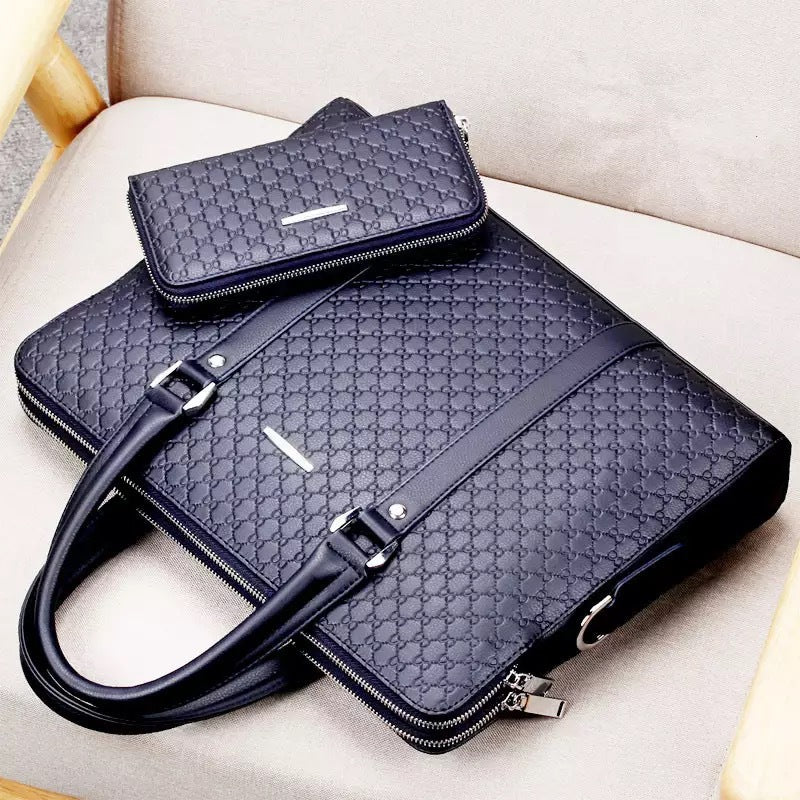Men's Embossed Letter Synthetic Leather Business Horizontal Men's Briefcases