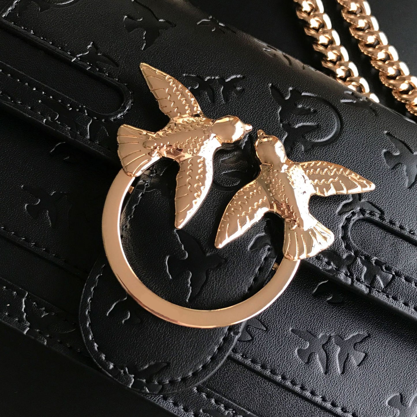 Women's Genuine Leather High Quality Embossed Chain Armpit Bags