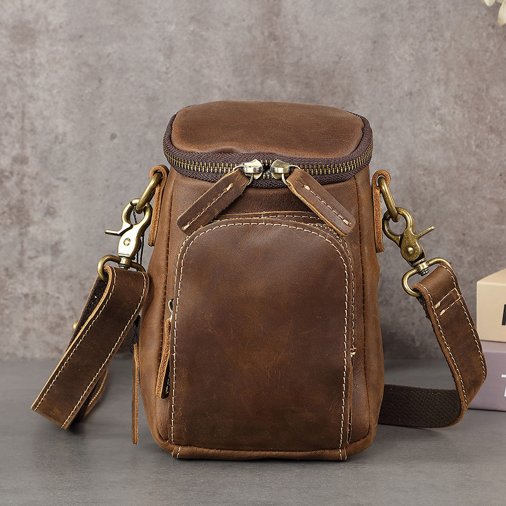 Men's Vintage Leather Mini Top Layer Hanging Men's Messenger Bags
