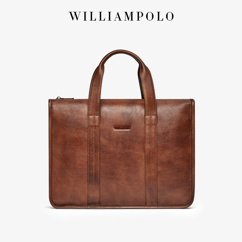 Men's Paul Genuine Leather Retro First Layer Cowhide Men's Briefcases