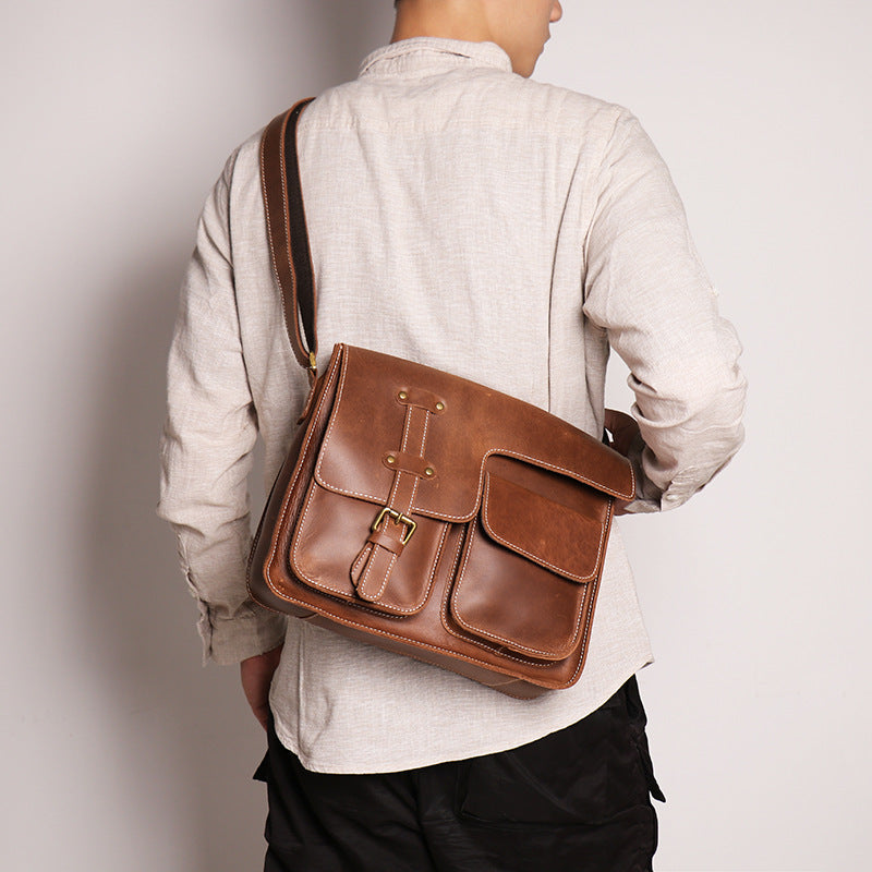 Women's & Men's & Leather Horizontal Crazy Horse First Bags