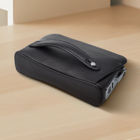 Men's Genuine Leather Fingerprint Fashion Clutch Business Men's Handbags