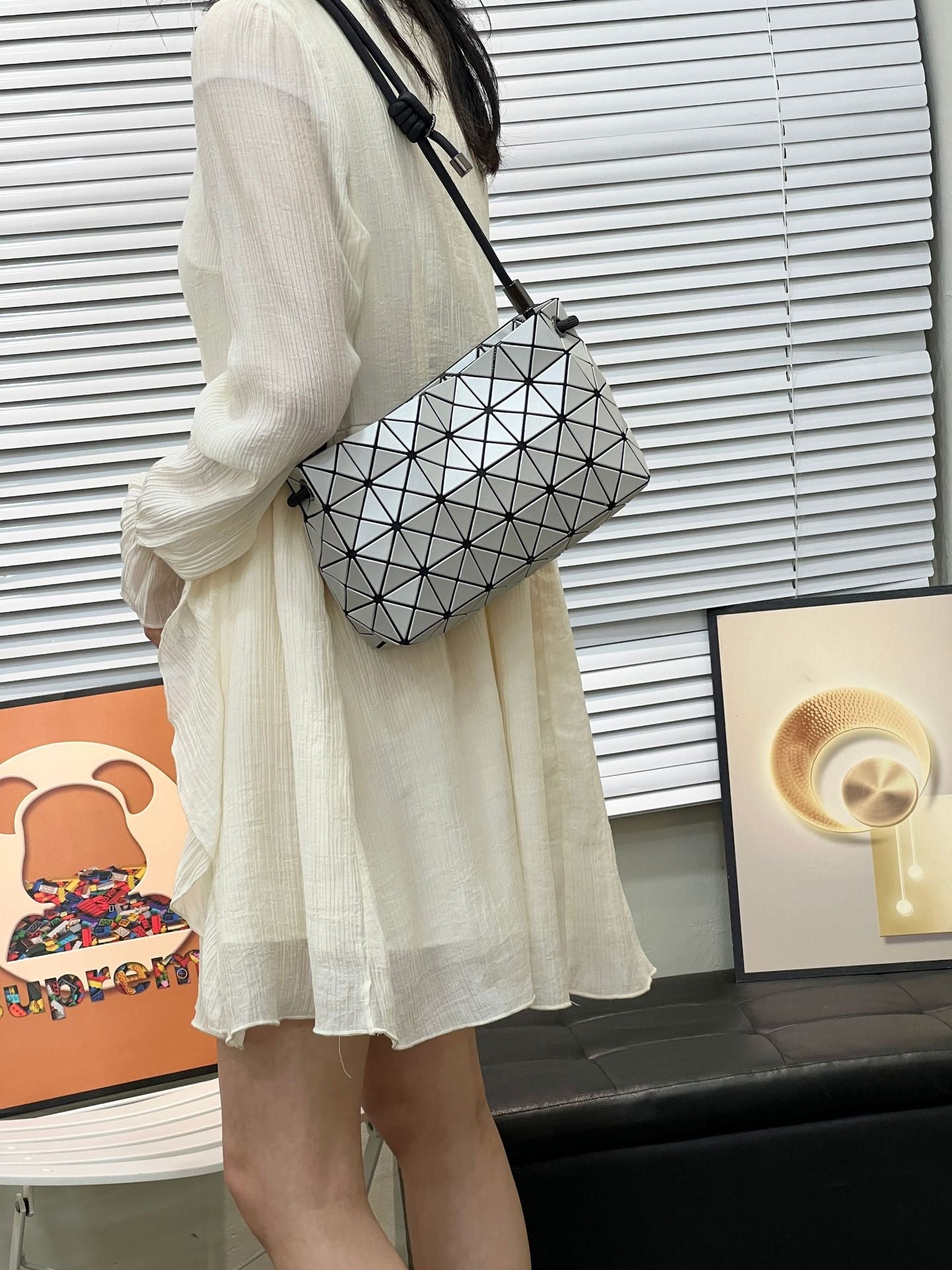 Women's Original Quality Geometric Pillow Drawstring Versatile Small Square Bags