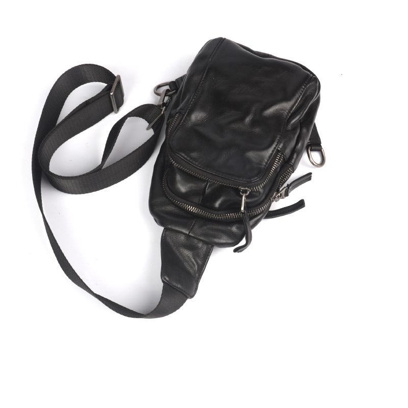 Men's First Layer Cowhide Retro Fashion Pleated Bags