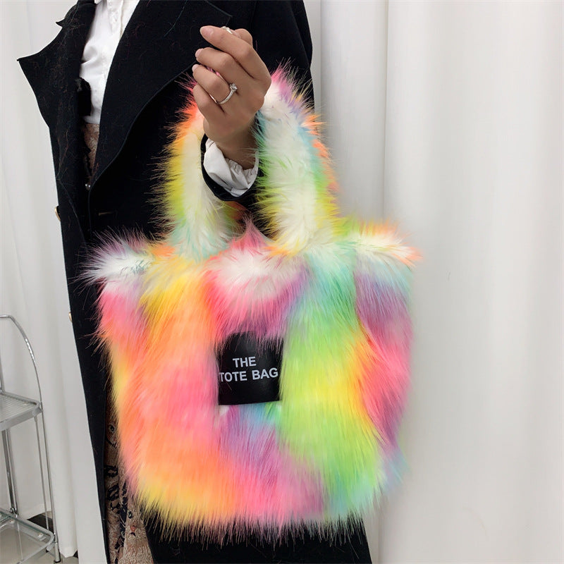 Raccoon Fur Plush Large Capacity Totes Tote Bags