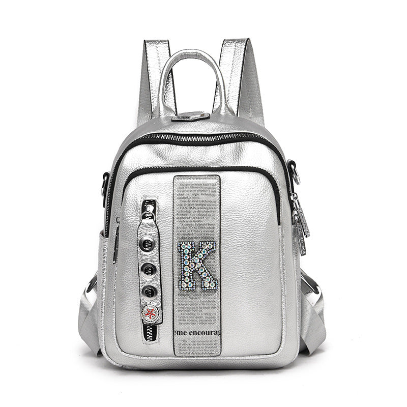 Women's Fashion Korean Style Diamond Letters Soft Backpacks