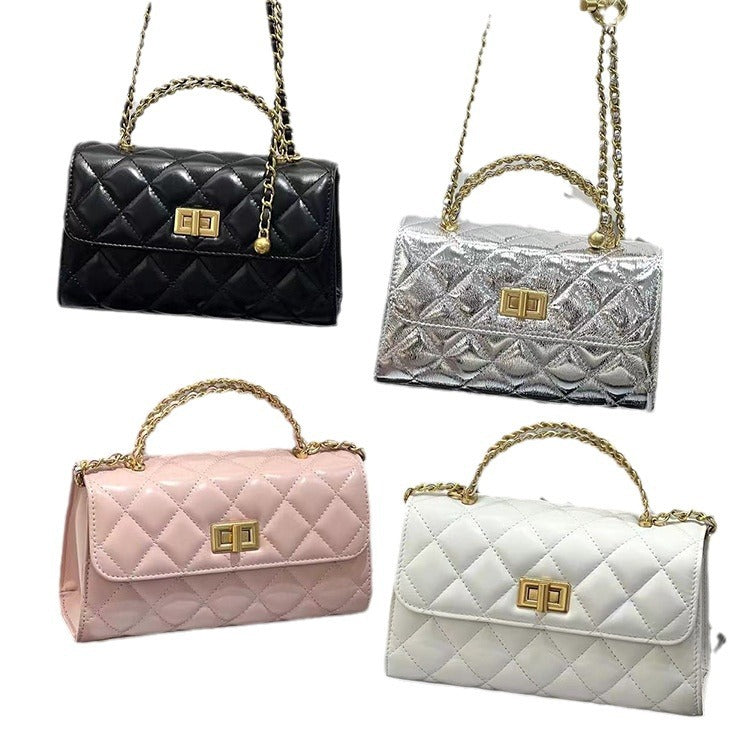 Women's Texture Metal Chain Detachable Strap Retro Shoulder Bags