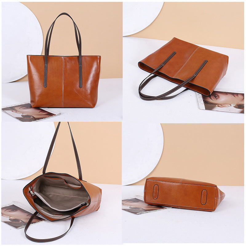 Women's Contrast Color Commuter Large Capacity Retro Bags