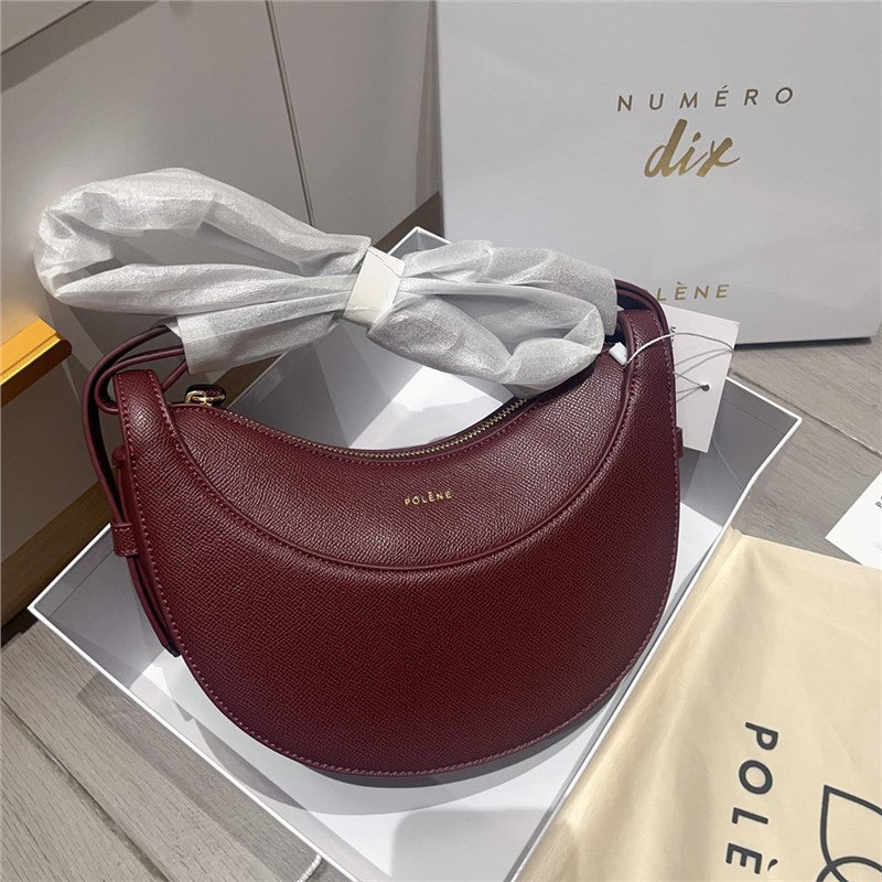 Women's French Design Selenodont Genuine Leather Underarm Shoulder Bags
