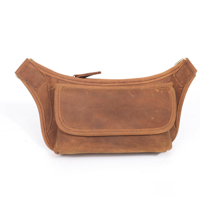 Men's Multifunctional Cowhide Leather Riding Crazy Horse Men's Waist Packs
