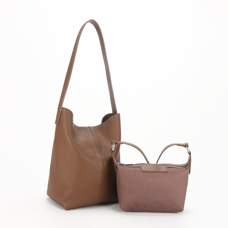 Women's Capacity Leather Simple First Layer Cowhide Shoulder Bags