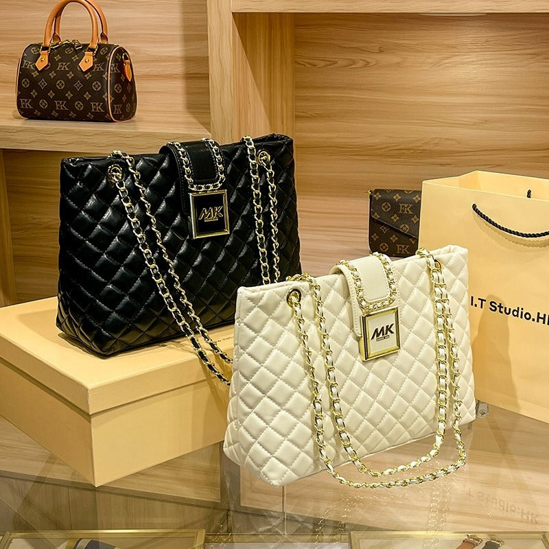 Women's Genuine Leather Rhombus Chain Large Capacity Crossbody Bags