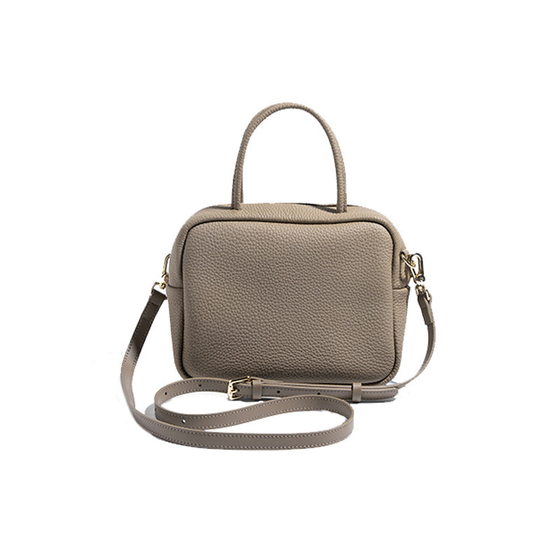 Women's First Layer Cowhide Portable Boston Genuine Small Square Bags