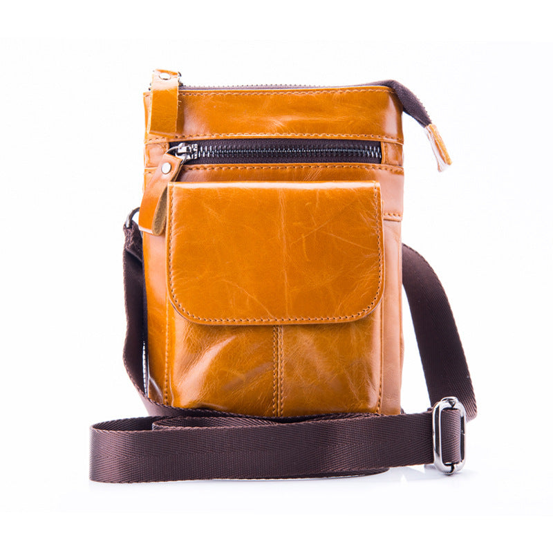 Men's Genuine Leather Mobile First Layer Cowhide Men's Waist Packs