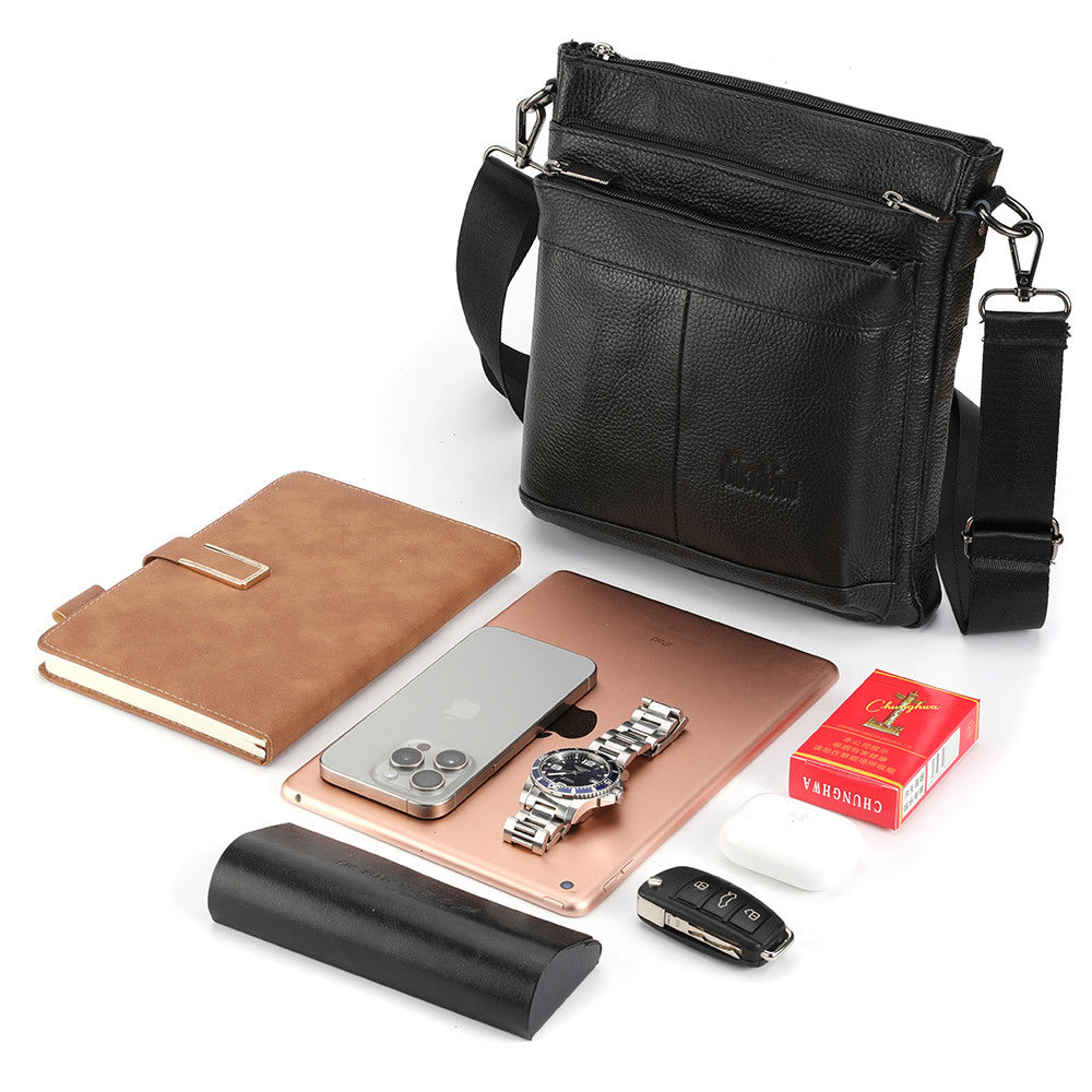 Men's Slouchy First Layer Cowhide Leather Men's Shoulder Bags