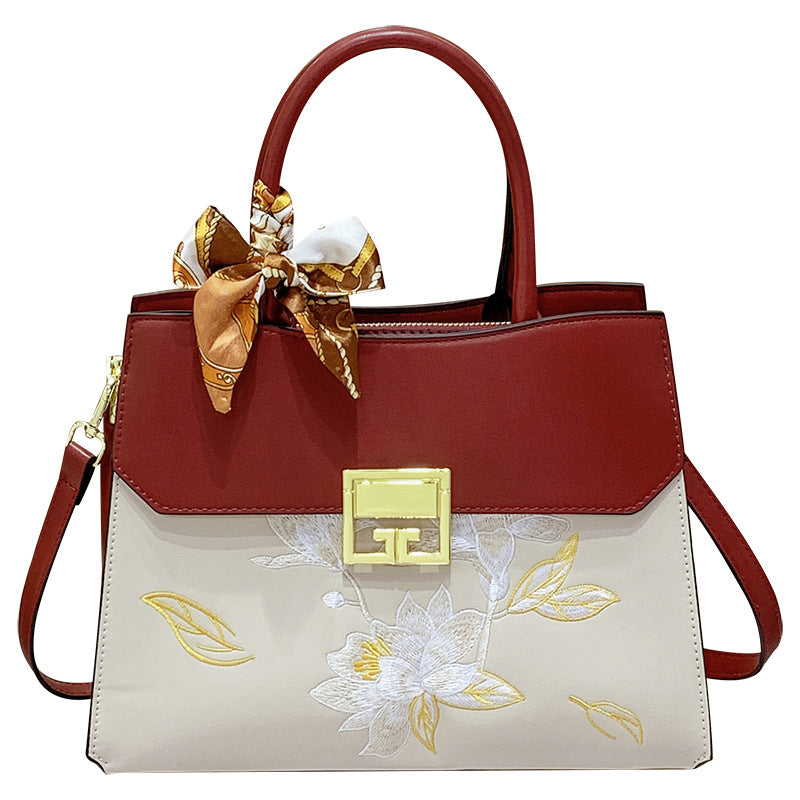 Women's Wedding Fashionable Large Capacity Embroidered Lotus Crossbody Bags