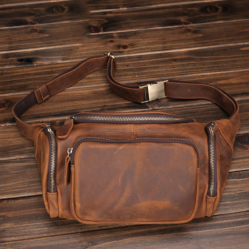 Men's Leather Big Genuine Fashion First Layer Men's Waist Packs