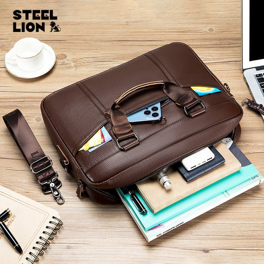 Men's Old Lion Leather Portfolio Inch Computer Men's Briefcases
