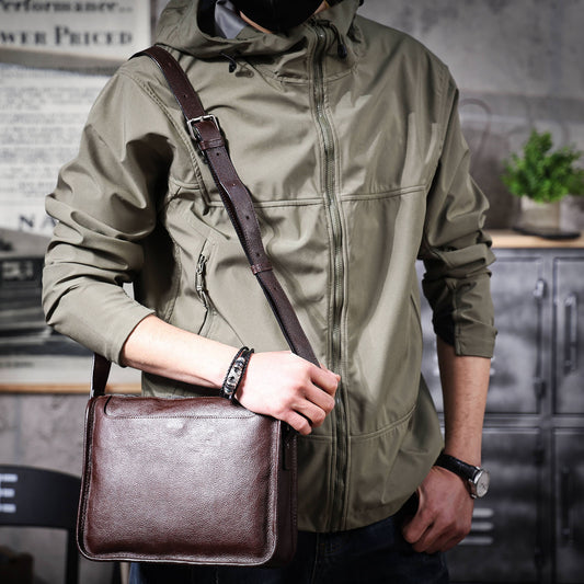 Men's First Layer Cowhide Retro Handmade Vegetable Men's Messenger Bags