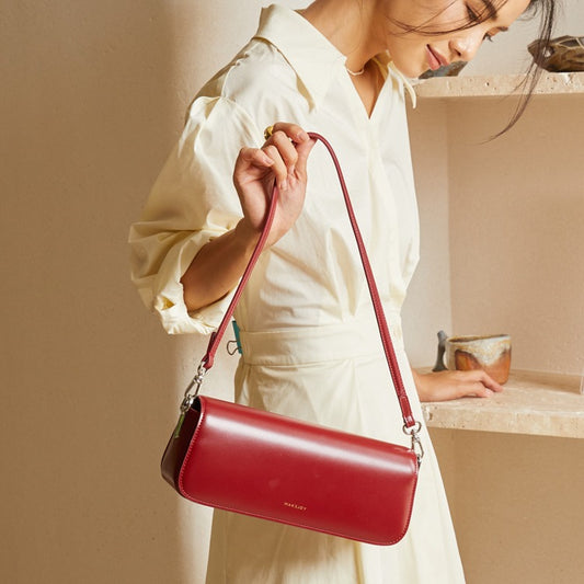 Women's Simple Underarm Genuine Leather High Sense Armpit Bags