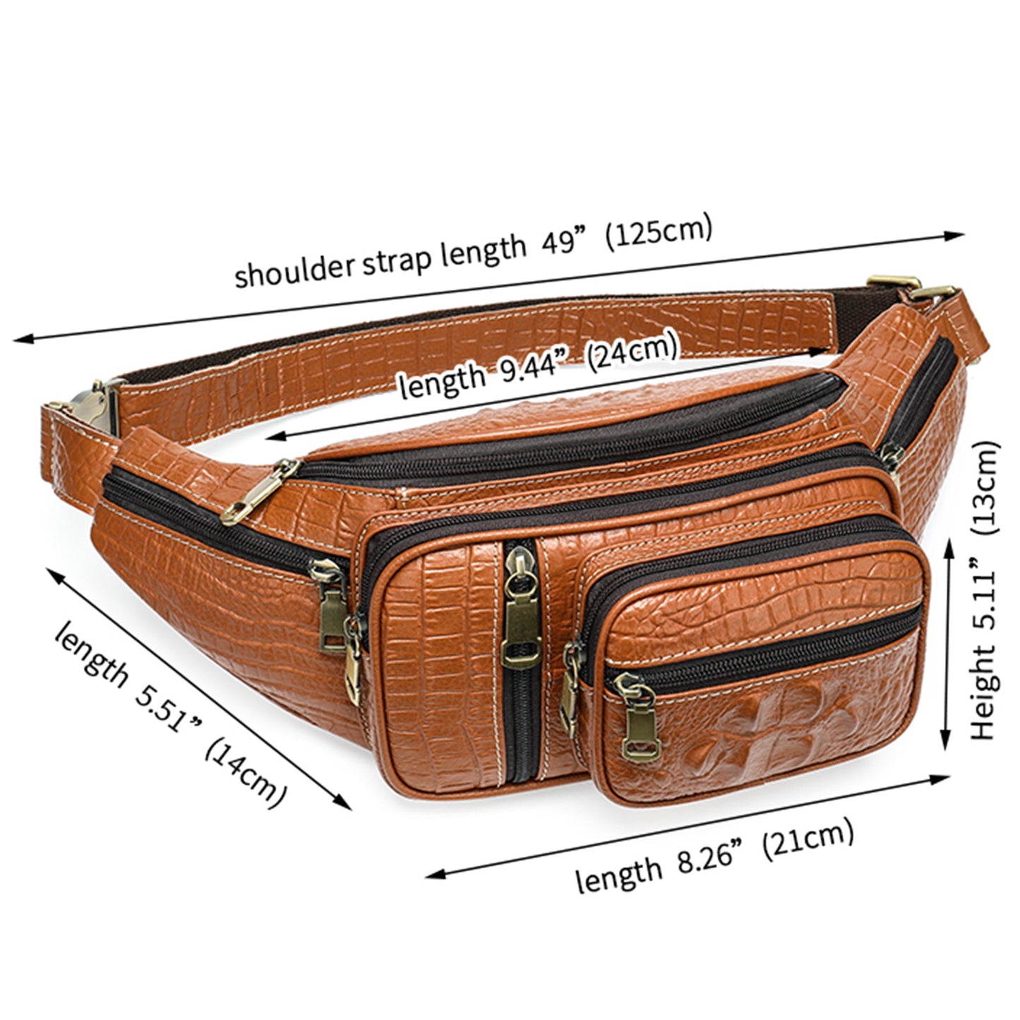 Men's Multifunctional Genuine Leather Crocodile Pattern Men's Waist Packs