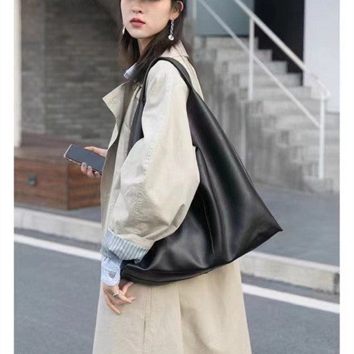 Women's Fashion Large Capacity Commuter Cowhide Soft Tote Bags